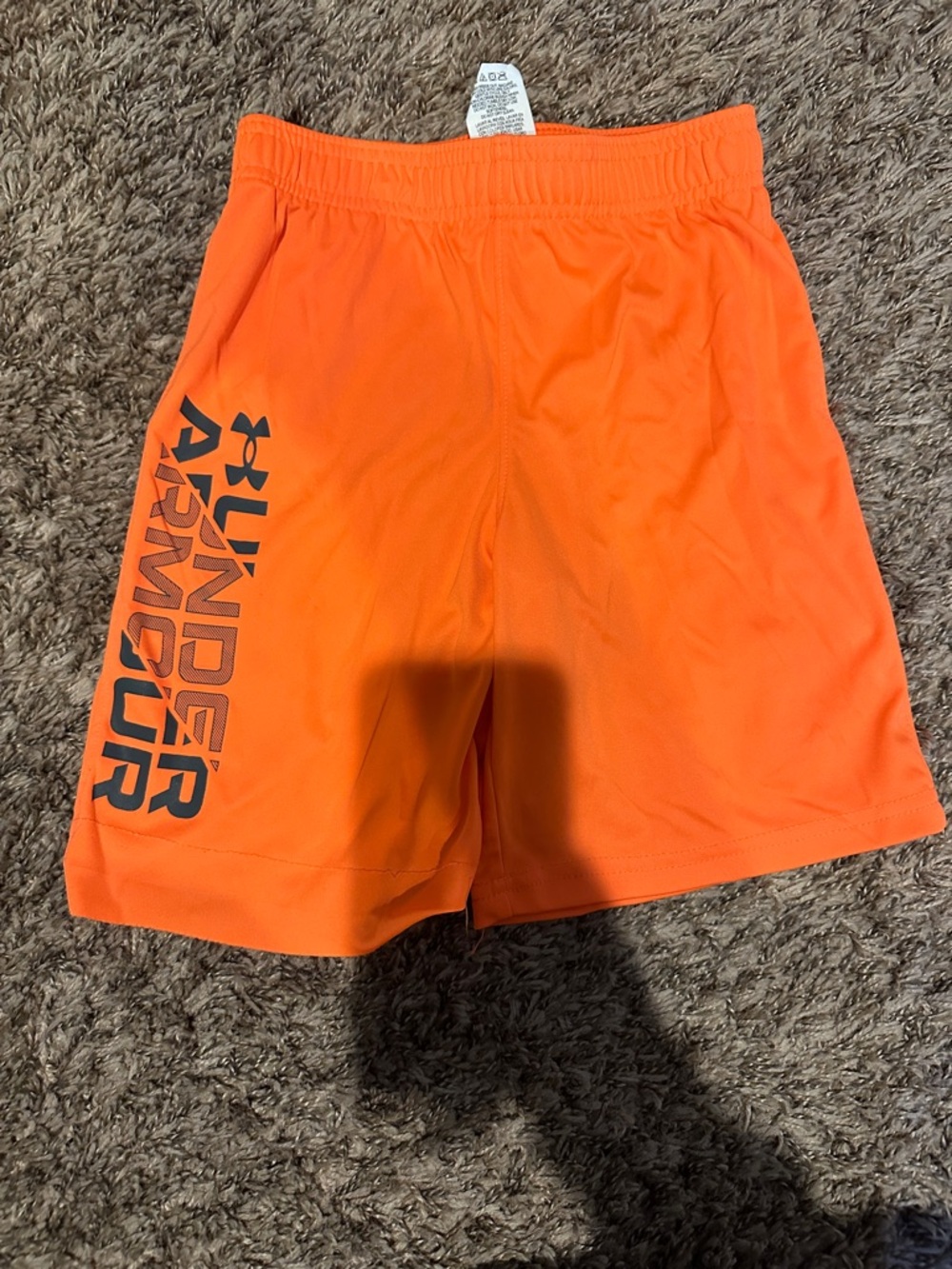 Under Armour Bright Orange Boys' Athletic Shorts with Black Logo
